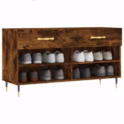vidaXL Shoe Bench Shoe Storage Cabinet Shoe Rack Brown Oak Engineered Wood - smoked oak