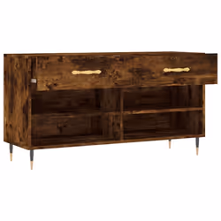 vidaXL Shoe Bench Shoe Storage Cabinet Shoe Rack Brown Oak Engineered Wood - smoked oak - Additional view 4