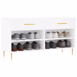 vidaXL Shoe Bench Shoe Cupboard Shoe Storage Shoe Rack Black Engineered Wood - white