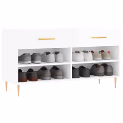 vidaXL Shoe Bench Shoe Cupboard Shoe Storage Shoe Rack Black Engineered Wood - high gloss white - Additional view 2