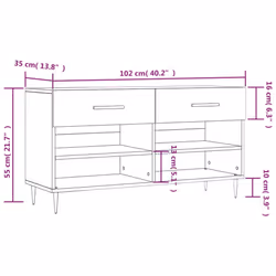 vidaXL Shoe Bench Shoe Cupboard Shoe Storage Shoe Rack Black Engineered Wood - high gloss white - Additional view 3