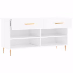 vidaXL Shoe Bench Shoe Cupboard Shoe Storage Shoe Rack Black Engineered Wood - high gloss white - Additional view 4