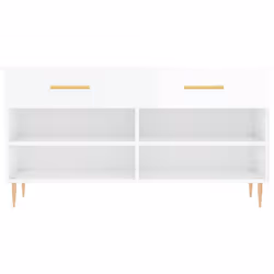 vidaXL Shoe Bench Shoe Cupboard Shoe Storage Shoe Rack Black Engineered Wood - high gloss white - Additional view 5