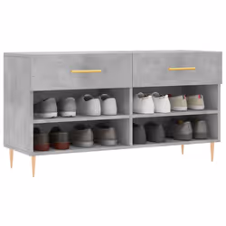 vidaXL Shoe Bench Shoe Cupboard Shoe Storage Shoe Rack Black Engineered Wood - concrete grey