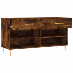 vidaXL Shoe Bench Shoe Cupboard Shoe Storage Shoe Rack Black Engineered Wood - smoked oak - Additional view 4