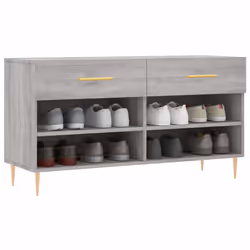 vidaXL Shoe Bench Shoe Cupboard Shoe Storage Shoe Rack Black Engineered Wood - grey sonoma