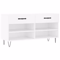 vidaXL Shoe Bench Shoe Storage Shoe Rack High Gloss White Engineered Wood - white