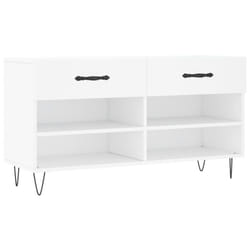 vidaXL Shoe Bench Shoe Storage Shoe Rack High Gloss White Engineered Wood - white