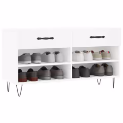 vidaXL Shoe Bench Shoe Storage Shoe Rack High Gloss White Engineered Wood - white