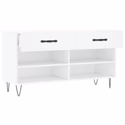 vidaXL Shoe Bench Shoe Storage Shoe Rack High Gloss White Engineered Wood - white - Additional view 4