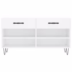 vidaXL Shoe Bench Shoe Storage Shoe Rack High Gloss White Engineered Wood - white - Additional view 5