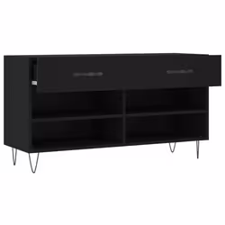 vidaXL Shoe Bench Shoe Storage Shoe Rack High Gloss White Engineered Wood - black - Additional view 4