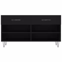 vidaXL Shoe Bench Shoe Storage Shoe Rack High Gloss White Engineered Wood - black - Additional view 5