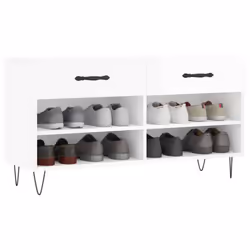 vidaXL Shoe Bench Shoe Storage Shoe Rack High Gloss White Engineered Wood - Additional view 2