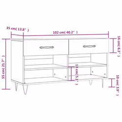 vidaXL Shoe Bench Shoe Storage Shoe Rack High Gloss White Engineered Wood - Additional view 3