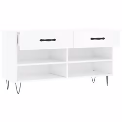 vidaXL Shoe Bench Shoe Storage Shoe Rack High Gloss White Engineered Wood - Additional view 4