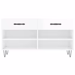 vidaXL Shoe Bench Shoe Storage Shoe Rack High Gloss White Engineered Wood - Additional view 5