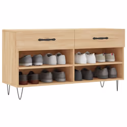 vidaXL Shoe Bench Shoe Storage Shoe Rack High Gloss White Engineered Wood - sonoma oak - Additional view 2