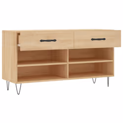 vidaXL Shoe Bench Shoe Storage Shoe Rack High Gloss White Engineered Wood - sonoma oak - Additional view 4