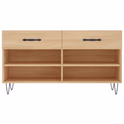 vidaXL Shoe Bench Shoe Storage Shoe Rack High Gloss White Engineered Wood - sonoma oak - Additional view 5