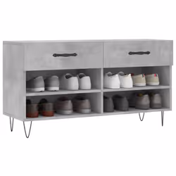 vidaXL Shoe Bench Shoe Storage Shoe Rack High Gloss White Engineered Wood - concrete grey - Additional view 2