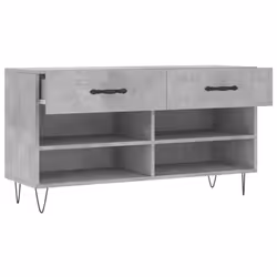 vidaXL Shoe Bench Shoe Storage Shoe Rack High Gloss White Engineered Wood - concrete grey - Additional view 4