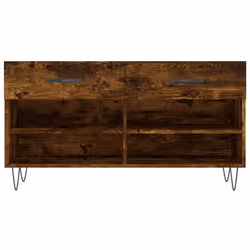 vidaXL Shoe Bench Shoe Storage Shoe Rack High Gloss White Engineered Wood - smoked oak - Additional view 5