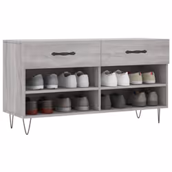 vidaXL Shoe Bench Shoe Storage Shoe Rack High Gloss White Engineered Wood - grey sonoma - Additional view 2