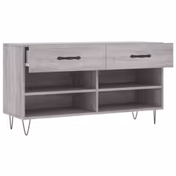 vidaXL Shoe Bench Shoe Storage Shoe Rack High Gloss White Engineered Wood - grey sonoma - Additional view 4