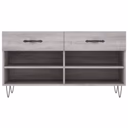 vidaXL Shoe Bench Shoe Storage Shoe Rack High Gloss White Engineered Wood - grey sonoma - Additional view 5