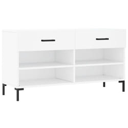 vidaXL Shoe Bench Shoe Cupboard Shoe Storage Shoe Rack Black Engineered Wood - white