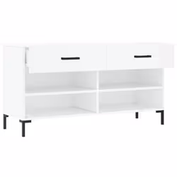 vidaXL Shoe Bench Shoe Cupboard Shoe Storage Shoe Rack Black Engineered Wood - white - Additional view 4