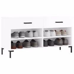 vidaXL Shoe Bench Shoe Cupboard Shoe Storage Shoe Rack Black Engineered Wood - high gloss white - Additional view 2