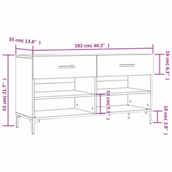 vidaXL Shoe Bench Shoe Cupboard Shoe Storage Shoe Rack Black Engineered Wood - high gloss white - Additional view 3