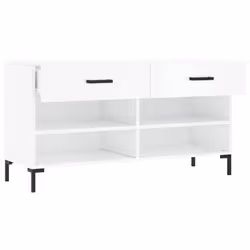 vidaXL Shoe Bench Shoe Cupboard Shoe Storage Shoe Rack Black Engineered Wood - high gloss white - Additional view 4