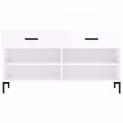 vidaXL Shoe Bench Shoe Cupboard Shoe Storage Shoe Rack Black Engineered Wood - high gloss white - Additional view 5