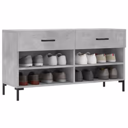 vidaXL Shoe Bench Shoe Cupboard Shoe Storage Shoe Rack Black Engineered Wood - concrete grey