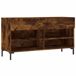 vidaXL Shoe Bench Shoe Cupboard Shoe Storage Shoe Rack Black Engineered Wood - smoked oak