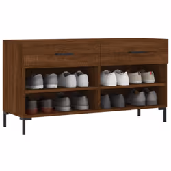 vidaXL Shoe Bench Shoe Cupboard Shoe Storage Shoe Rack Black Engineered Wood - brown oak