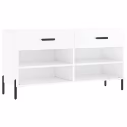 vidaXL Shoe Bench Shoe Storage Cabinet Shoe Rack Brown Oak Engineered Wood - high gloss white