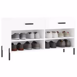 vidaXL Shoe Bench Shoe Storage Cabinet Shoe Rack Brown Oak Engineered Wood - high gloss white