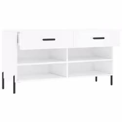 vidaXL Shoe Bench Shoe Storage Cabinet Shoe Rack Brown Oak Engineered Wood - high gloss white - Additional view 4