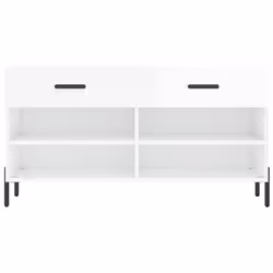 vidaXL Shoe Bench Shoe Storage Cabinet Shoe Rack Brown Oak Engineered Wood - high gloss white - Additional view 5