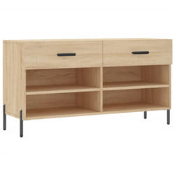 vidaXL Shoe Bench Shoe Storage Cabinet Shoe Rack Brown Oak Engineered Wood - sonoma oak