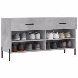 vidaXL Shoe Bench Shoe Storage Cabinet Shoe Rack Brown Oak Engineered Wood - concrete grey