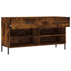 vidaXL Shoe Bench Shoe Storage Cabinet Shoe Rack Brown Oak Engineered Wood - smoked oak - Additional view 4