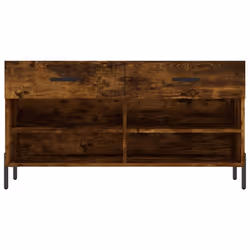 vidaXL Shoe Bench Shoe Storage Cabinet Shoe Rack Brown Oak Engineered Wood - smoked oak - Additional view 5