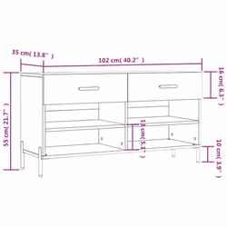 vidaXL Shoe Bench Shoe Storage Cabinet Shoe Rack Brown Oak Engineered Wood - grey sonoma