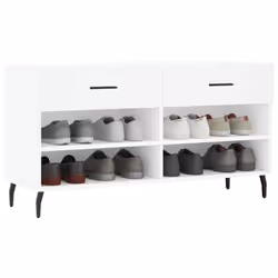 vidaXL Shoe Bench Shoe Cupboard Shoe Storage Shoe Rack Black Engineered Wood - white - Additional view 2