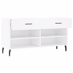 vidaXL Shoe Bench Shoe Cupboard Shoe Storage Shoe Rack Black Engineered Wood - white - Additional view 4